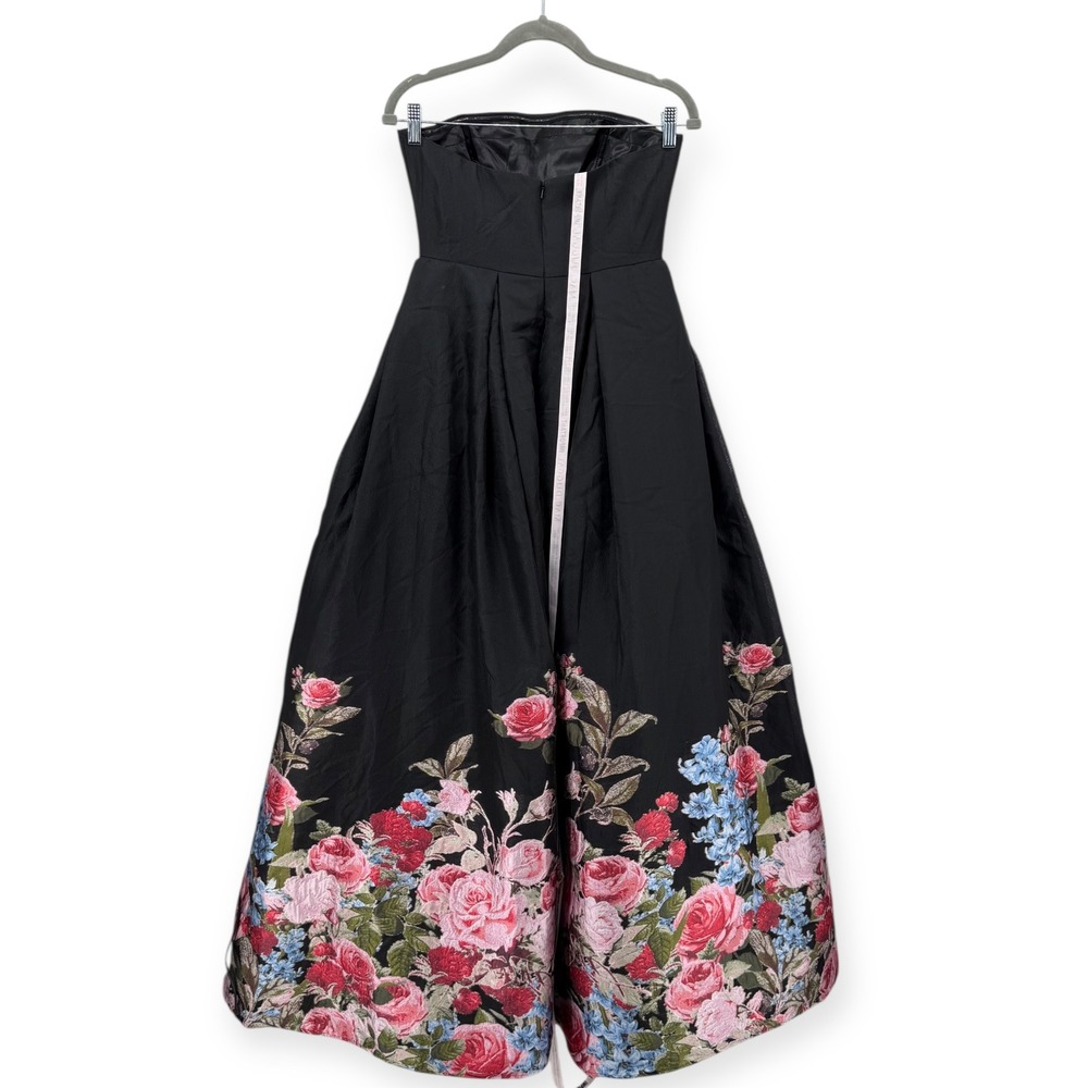 NEW Mac Duggal Black Strapless Floral Brocade Ballgown $798 -‎ Size 4 - Picture 12 of 14